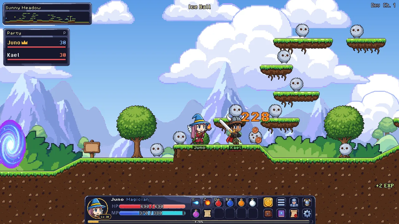 Two players in a party hunting together